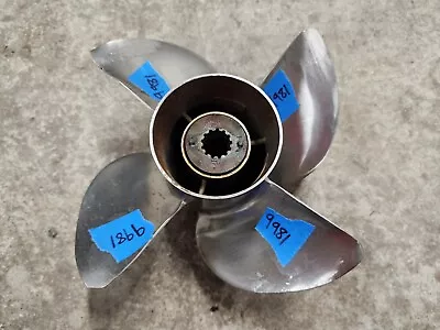 4 Blade 10 3/8  X 13p Powertech Scb4 Ss Propeller Scb4r13pm70 Mercury P9981 • $103