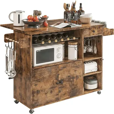 $281.70 • Buy Homere Rolling Kitchen Island Cart With Drop-Leaf And Wine Rack, Microwave Rack