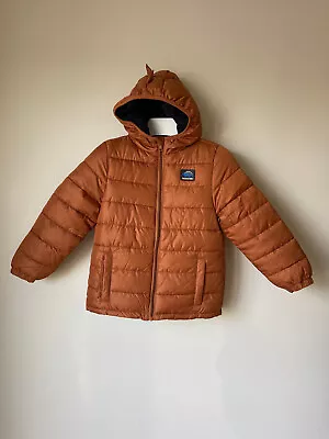 £11.95 • Buy ❤️ NEW - STUDIO WINTER COAT Brown Orange Puffer Quilted Dinosaur 7-8 Years