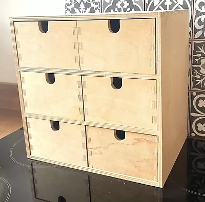 IKEA MOPPE Mini Wooden Chest 6 DrawersStorage BoxesJewellery Box 285x260x285mm • £26