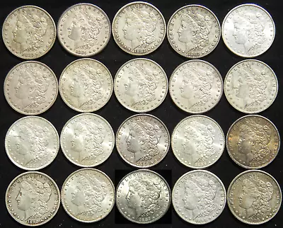 Roll Of 20 Silver Morgan Dollars Grades Vf - Bu • $825
