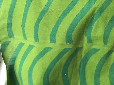 Marimekko Green  Striped Silkkikuikka Cotton  Fabric 35 In. X 57 In. • $34.99