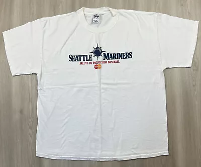 VTG 90s Seattle Mariners Salute To Pacific Rim Baseball White Promo T Shirt XL • $14.95