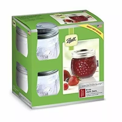$24.99 • Buy Ball ~Jelly Jars~Elite Collection~4 Count~8oz. Jam Jar~Regular Mouth~NIB