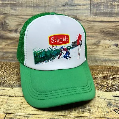 Schmidt Beer Mens Trucker Hat Green Snapback Skiing Vintage Logo Baseball Cap • $19.99