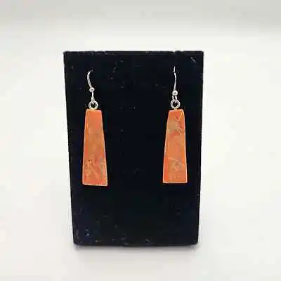 Vintage Native American Coral Slab Earrings  • $42