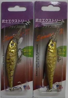 Set Of Two 4.25  LONG Fishing Lures Crankbait Minnow Baits (Sunrise Gold) • $5.99