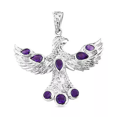 TJC Natural Amethyst Eagle Pendant For Women In Silver Lobster Clasp TCW 2.62ct • £35.99