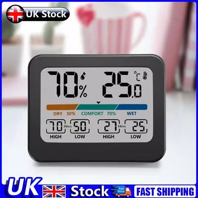 Digital Temperature Humidity Meter Max Min Records Thermometer Meter Smart Home  • £7.99