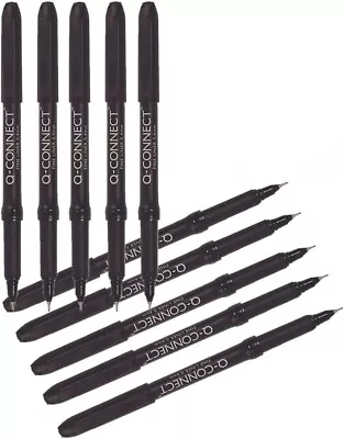 Q-Connect Black 0.4mm Fineliner Pen (Pack Of 10) • £4.92