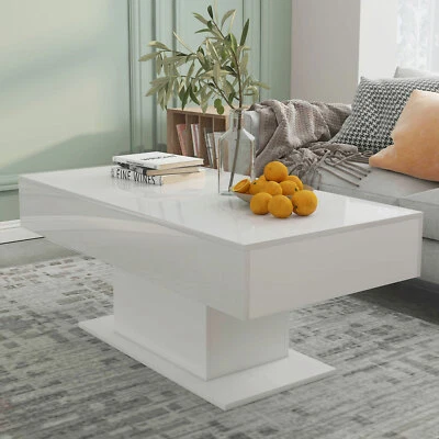 $179.99 • Buy High Gloss Coffee Table Modern Led Light Side Table White Living Room Furniture