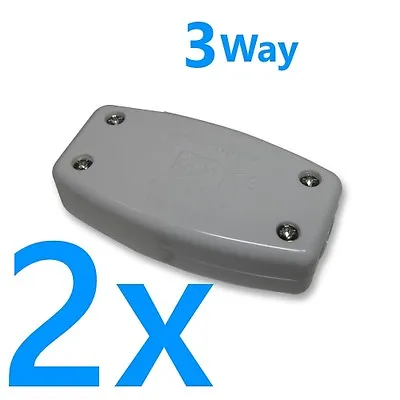 2x 13A In-Line Connector 3 Way Junction Wire Mains Cable Flex Electrical Joiner • £3.99