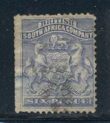 RHODESIA 6 SG2 Used 1892-93 6p Ultra Coat Of Arms CV$28 • $14.39