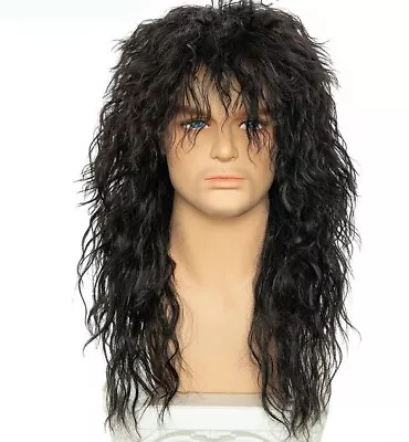 Men's Long Curly Synthetic Wavy Hair 80s Punk Rock Wig Cosplay Wigs • $15.21