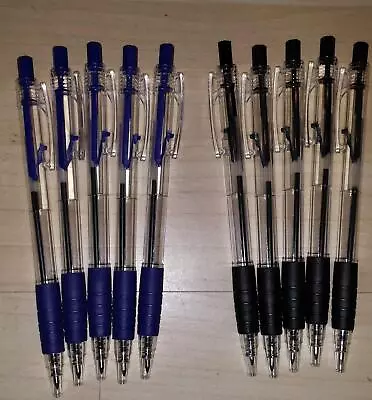 Black Blue Soft Rubber Grip Retractable Ballpoint Pens Office Home Work School • £1.98