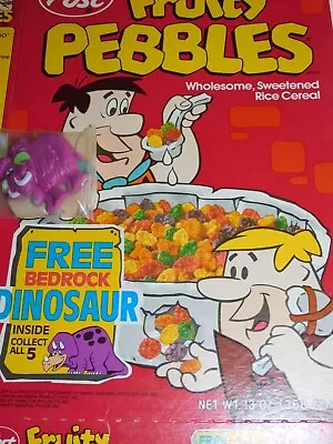 Vintage Cereal Box 1990 Post Fruity Pebbles Free Bedrock Dinosaur (toy Included) • $13