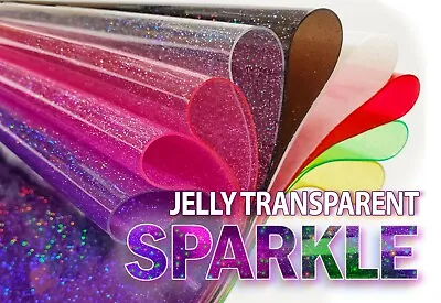 30 Gauge Jelly Transparent Sparkle Glossy Plastic Vinyl Fabric 48  Wide Sold BTY • $11.75