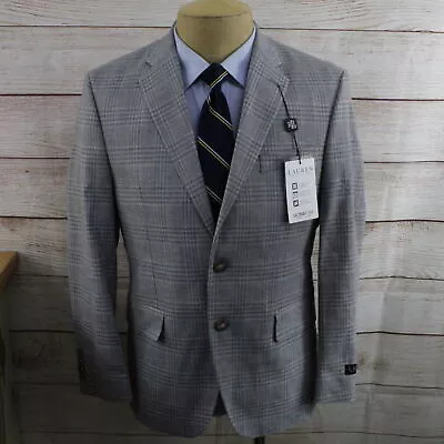 New 40R Lauren Ralph Lauren Classic Gray Tan Plaid 2 Button Sport Coat Blazer JA • $54.99