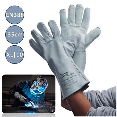 Welding Gloves Heat Resistant BBQ/Oven/MIG/TIG Welder Welder Gauntlets • £21.99