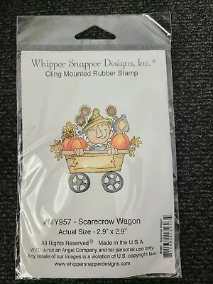 NWT Whipper Snapper Designs Cling Mount Rubber Stamp Scarecrow Wagon Fall Corn • $10