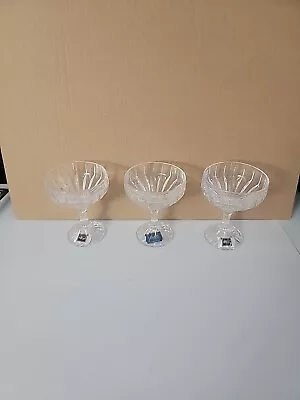 Vtg Mikasa CRYSTAL PARK LANE Set Of 2 Saucer Champagne/Goblet Glasses Lot Of 3 • $25