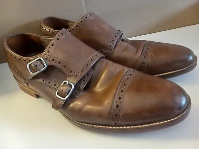 Johnston & Murphy Mens Size US 10M Double Monk Strap Brown Leather Dress Shoes • $24.99