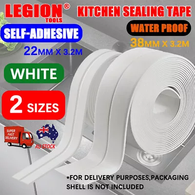 Kitchen Bathroom Sink Sealing Strip Waterproof Tape 3.2M White Easy To Clean • $10.20