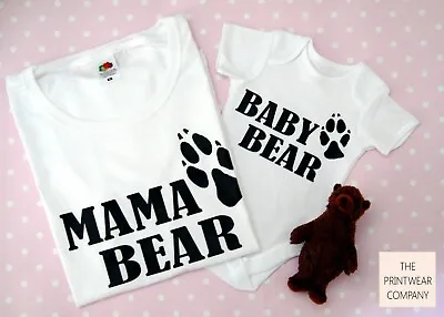 £14.98 • Buy MAMA BEAR BABY BEAR PAW Matching T-Shirt & Bodysuit Set Baby Grow Tee Mummy & Me