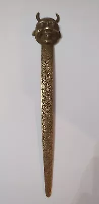 Vintage Devil Horned Man Demon Head Brass Letter Opener • $42.99