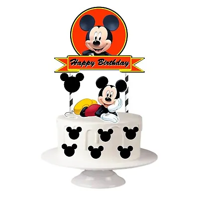 Mickey Mouse Birthday Cake Topper Cupcake Toppers Decoration Picks • £6.99