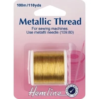 Hemline Metallic Thread For Sewing Machines X 100m - Gold Or Silver • £4.50