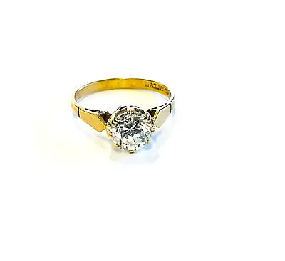 9ct YELLOW GOLD CUBIC ZIRCONIA SOLITAIRE RING K 1.72g • £85