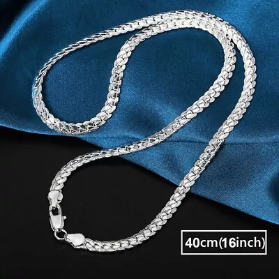 925 Sterling Silver 5MM Sideways Chain Necklace For Men Women Jewelry Gift • $6.99