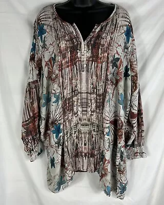 Tolani Collection Womens Caftan Tunic Top Plus Size 2X Colorful Long Sleeve Boho • $25