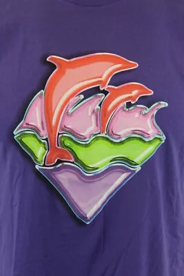Pink Dolphin S/S NOS WAVES T-SHIRT PURPLE/MULTICOLOR QS2011NOWPU • $16.99