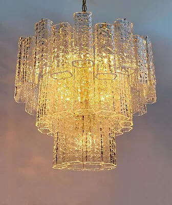 Rare Vintage Hollywood Regency Tubular Lucite Chandelier In The Style Of Venini • $640