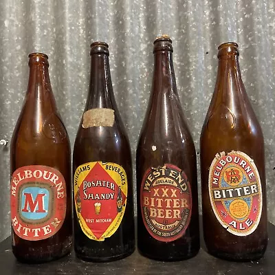 4 X Vintage Australian Beer Bottles - West End Williams Shandy Melbourne Cub • $99