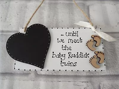 Chalkboard Countdown To Twins Birth Plaque/sign Gift Can Be Personalised • £5.99