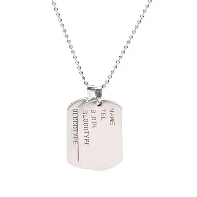 Stainless Steel Men Nameplate Military  Style Dog Tags Chain Mens Penda T:da • £3.88