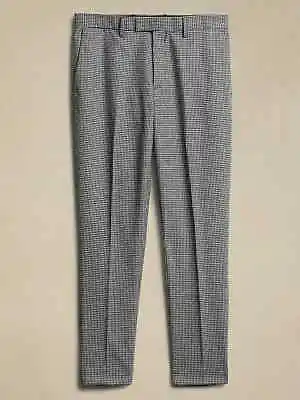 NWT_Banana Republic Tailored-Fit Houndstooth Suit Trouser Black 32 X34 $170.00 • $89.95