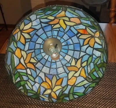$65 • Buy Vintage Stained Glass TIFFANY Style Pendant Light Ceiling Lamp Hanging Fixture!