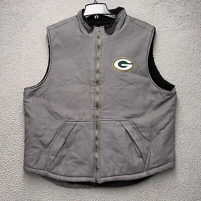 Green Bay Pakers Vest Mens XL Gray Canvas Sherpa Lined NFL Darius Rucker • $37.46