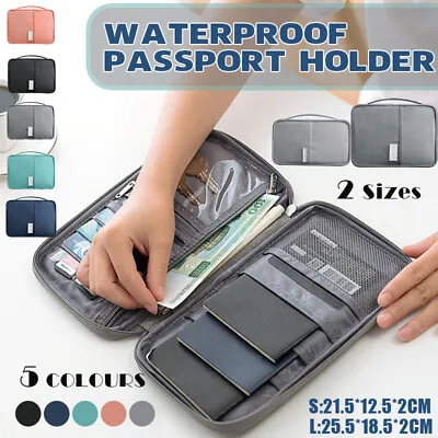 $11.90 • Buy Waterproof Passport Holder Travel Document Wallet RFID Bag Family Case Organizer