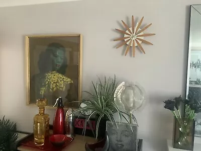 £17 • Buy 60s Sun Clock With Teak  Beams Battery Operated.