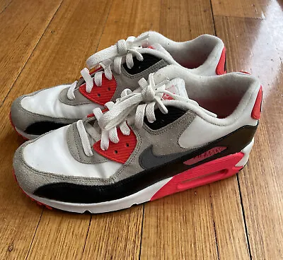 Nike Air Max90 Youth Size 7 Red White Black Kids Sneakers Runners • $60