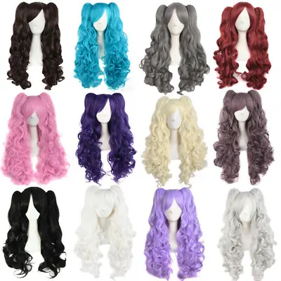 MapofBeauty 28  Long Wavy Cosplay Wigs Lolita Curly Wavy 2 Ponytail Hair New • £44