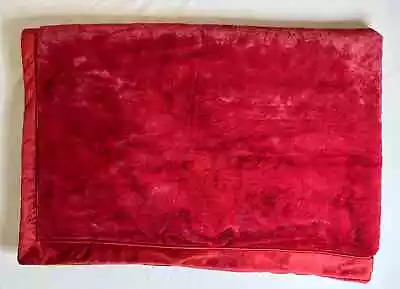 RESTORATION HARDWARE Red Fleece Reversible Short Faux Fur Throw Blanket 62”X44” • $84