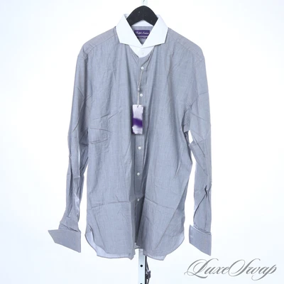 £33.77 • Buy NWT Ralph Lauren Purple Label Grey Contrast Keaton Collar French Cuff Shirt 17 