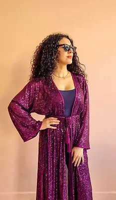 Sequin Kimono Moroccan Kaftan Handmade Maxi Kimono Resortwear Wowen Dress • $120