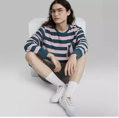 Men's Striped Long Sleeve T-Shirt - Original Use Pink/Stripe L • $6.99
